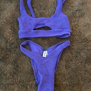 Purple Textured Bikini Set